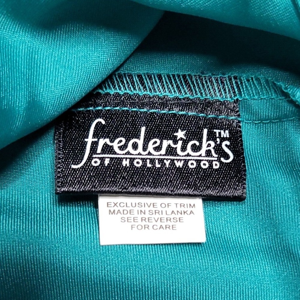 Fredericks of Hollywood Teal Satin Lace Trim Chemise Nightgown 6445 NEW Large - Picture 10 of 12